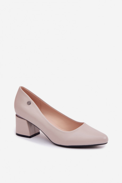 Vinceza Block Heel Shoes 62292 Grey