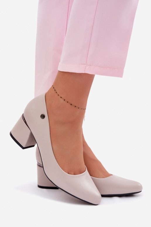 Vinceza Block Heel Shoes 62292 Grey