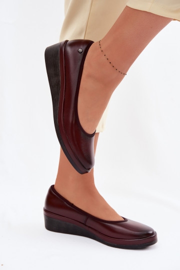 Leather Women's Platform Shoes Vinceza 39987 Bordeaux