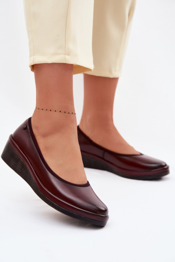 Leather Women's Platform Shoes Vinceza 39987 Bordeaux 2