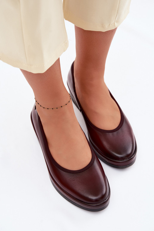 Leather Women's Platform Shoes Vinceza 39987 Bordeaux