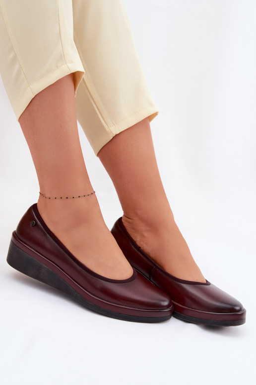 Leather Women's Platform Shoes Vinceza 39987 Bordeaux