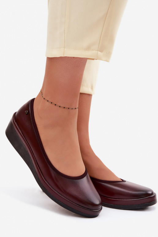 Leather Women's Platform Shoes Vinceza 39987 Bordeaux