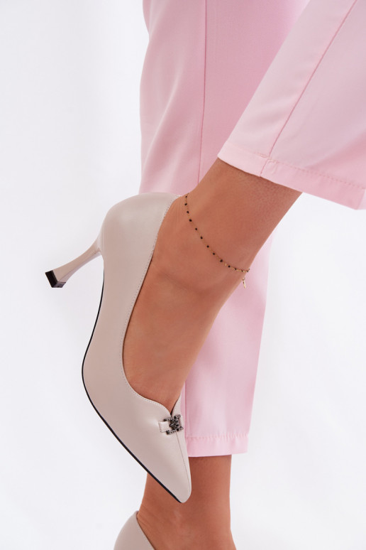 Vinceza Heels with Decorative Detail Light Gray