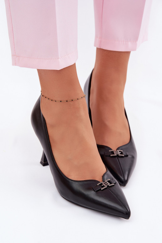 Vinceza 62291 Black Decorative Detail Heels