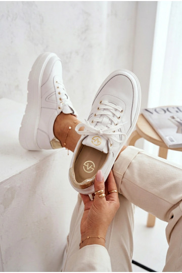 Leather Women's Sneakers On Platform Vinceza 39976 White
