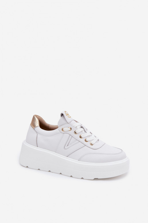 Leather Women's Sneakers On Platform Vinceza 39976 White