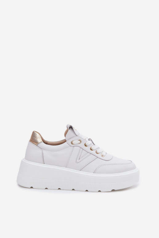 Leather Women's Sneakers On Platform Vinceza 39976 White
