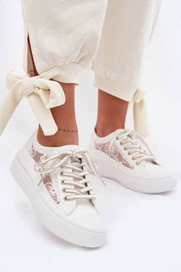 Women's Lace Sneakers On Platform Lee Cooper LCW-26-44-4480 White 2