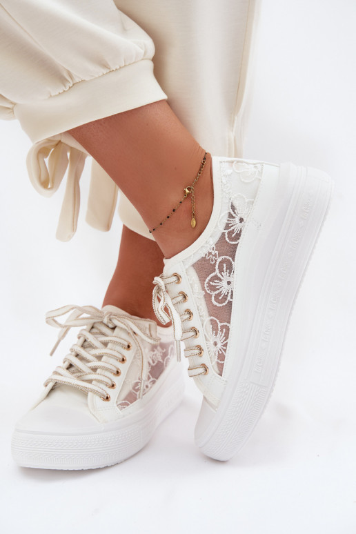 Women's Lace Sneakers On Platform Lee Cooper LCW-26-44-4480 White