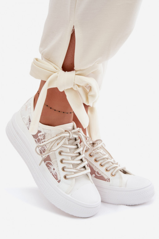 Women's Lace Sneakers On Platform Lee Cooper LCW-26-44-4480 White