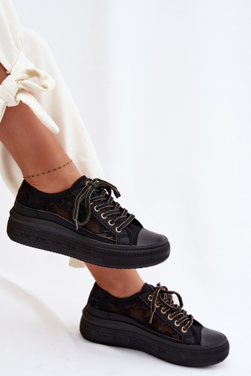 Women's Lace Platform Sneakers Lee Cooper LCW-26-44-4479 Black