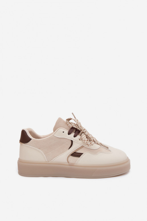 Women's Sneakers With Double Laces Light Beige Relisa