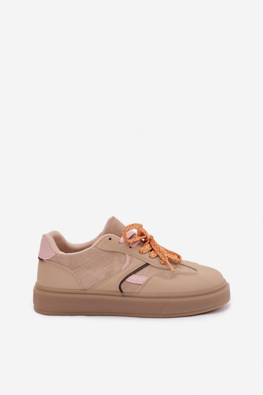 Women's Sneakers With Double Laces Light Brown Relisa