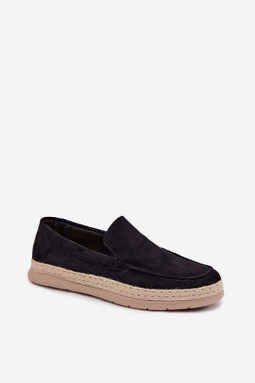 Mokasyny Espadryle Męskie Czarne Rexton