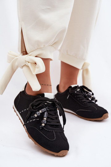 Women's Low Sneakers With Beads Black Galora 2