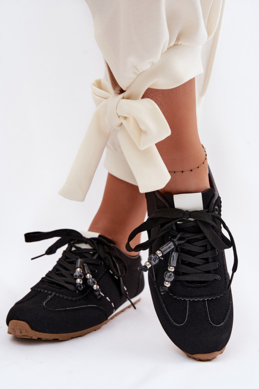 Sneakersy Damskie NiskiewithKoralikami Czarne Galora