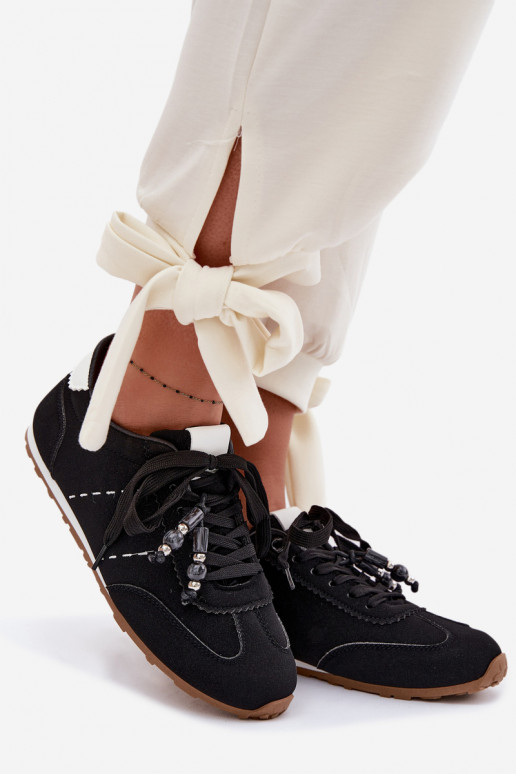 Women's Low Sneakers With Beads Black Galora