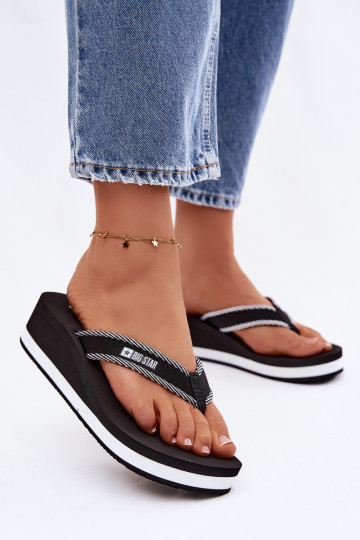 Women's Wedge Flip Flops Big Star NN274A727 Black 2