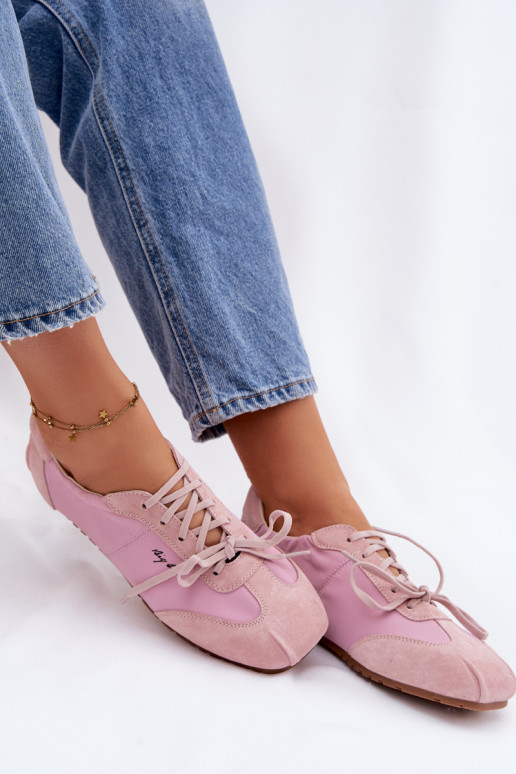 Zamszowe Sneakersy Niskie Damskie Big Star TT274600 Różowe