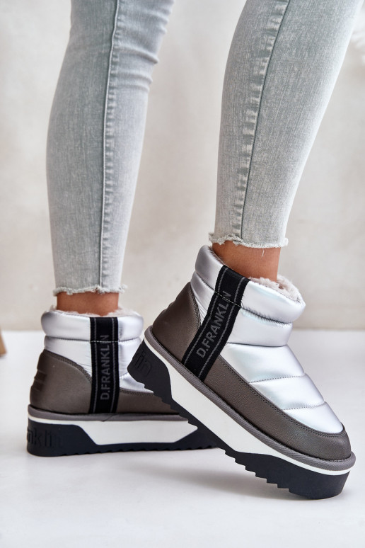 Niskie Śniegowce Na Grubej Podeszwie D.Franklin DFSH371010 Srebrne