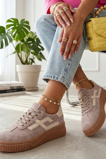 Beżowe Sneakersy Ze Skóry... 2