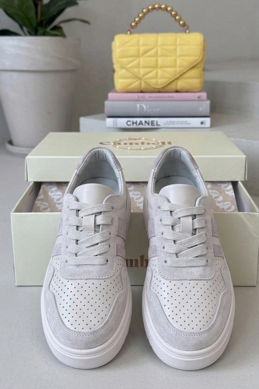 Beżowe Sneakersy Ze Skóry Naturalnej...