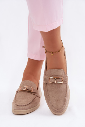 Women's Beige Loafers With Buckle Belinae