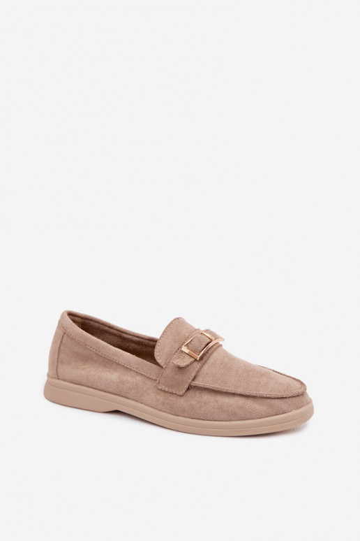 Women's Beige Loafers With Buckle Belinae