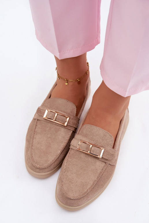 Women's Beige Loafers With Buckle Belinae