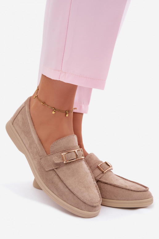 Women's Beige Loafers With Buckle Belinae
