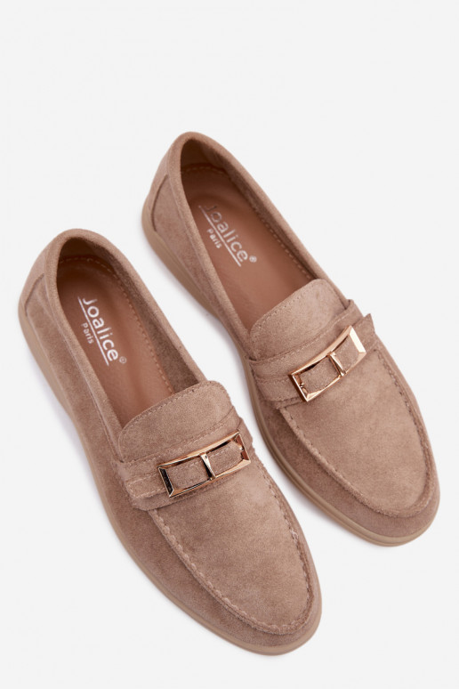 Women's Beige Loafers With Buckle Belinae