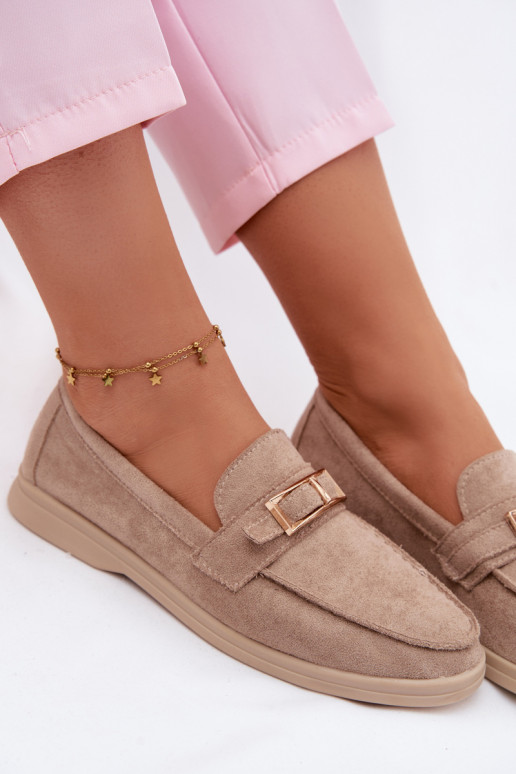 Women's Beige Loafers With Buckle Belinae