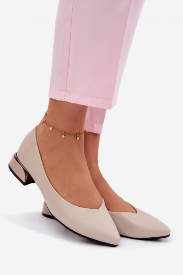 Vinceza Beige Low Heel Flats