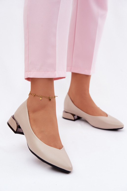 Vinceza Beige Low Heel Flats