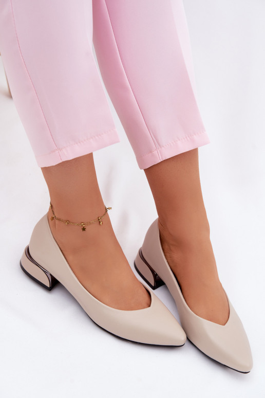 Vinceza Beige Low Heel Flats