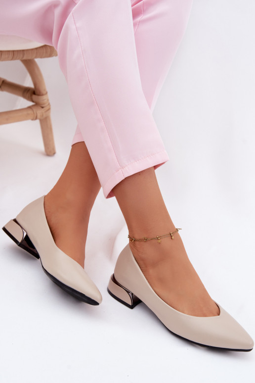 Vinceza Beige Low Heel Flats