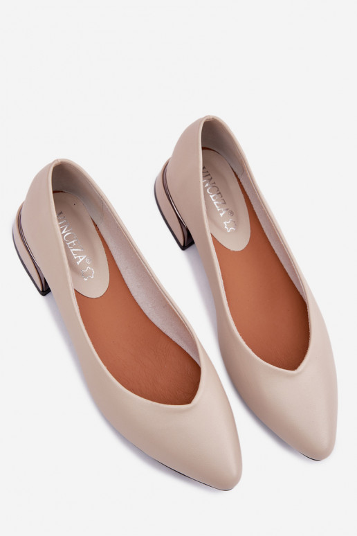 Vinceza Beige Low Heel Flats