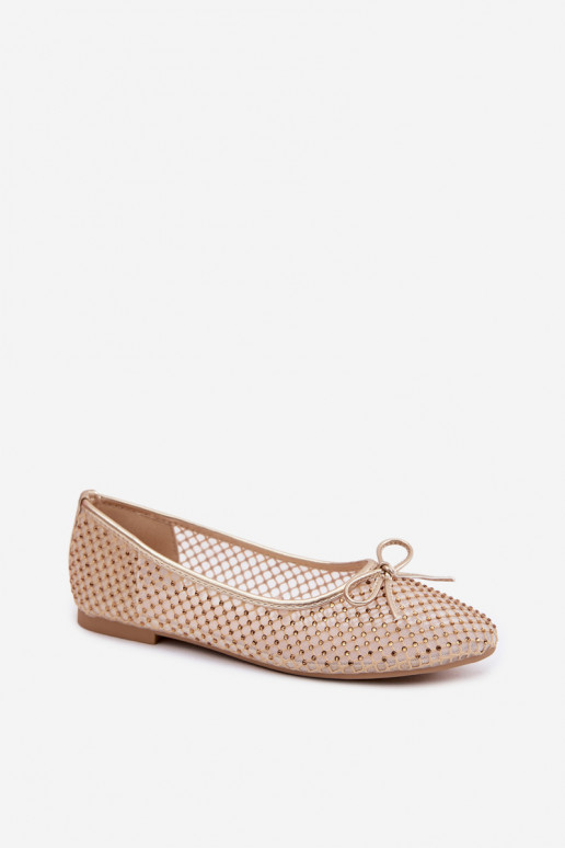 Vinceza Mesh Ballerinas With Embellishment 62270 Gold