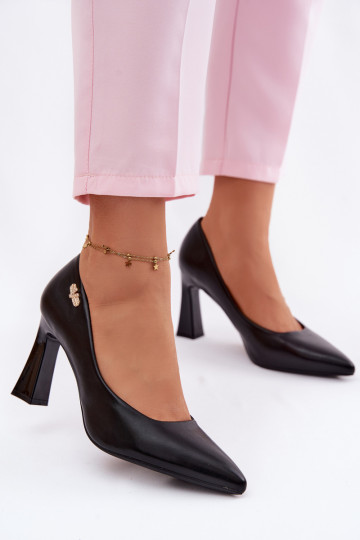 Vinceza Elegant Heeled Shoes 62276 Black