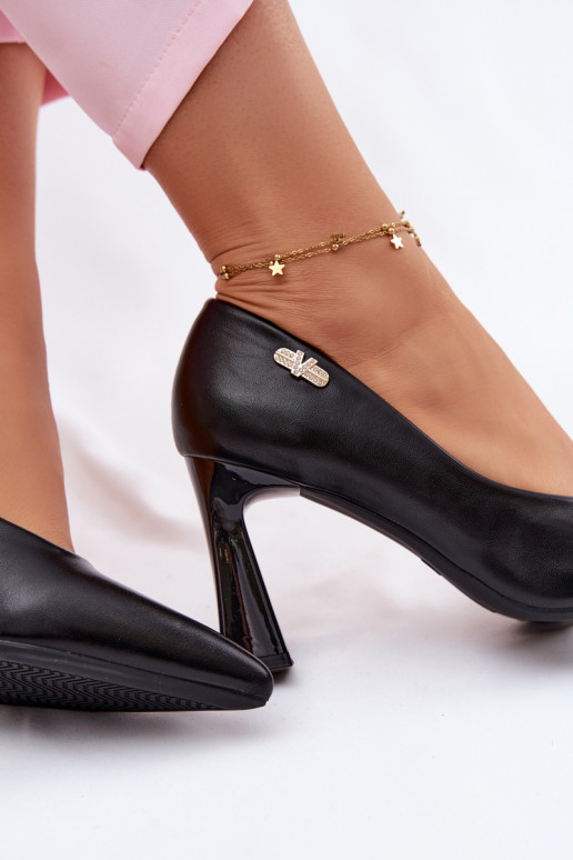 Vinceza Elegant Heeled Shoes 62276 Black