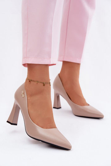 Elegant Heeled Pumps Vinceza 62276 Beige