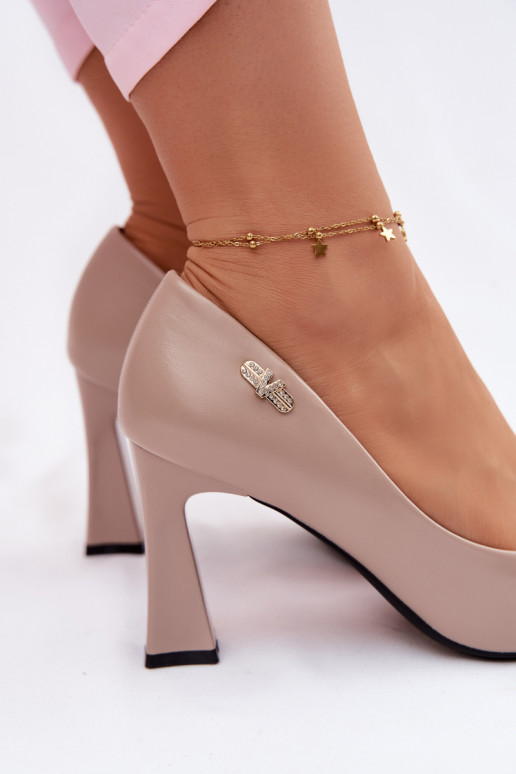 Elegant Heeled Pumps Vinceza 62276 Beige
