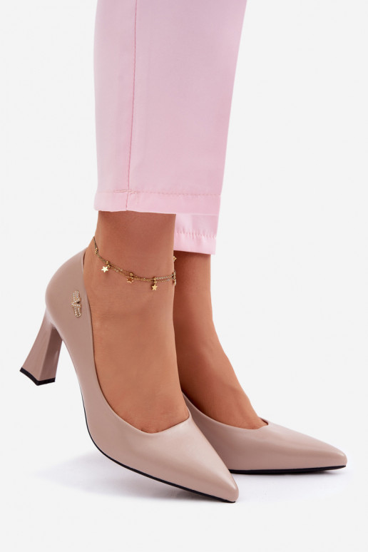 Elegant Heeled Pumps Vinceza 62276 Beige