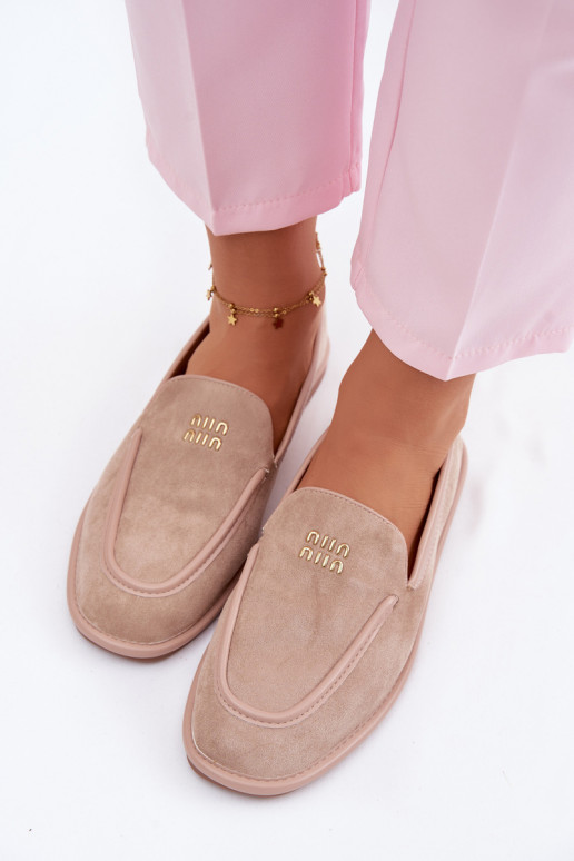 Women's Flat Loafers with Trim Vinceza Beige