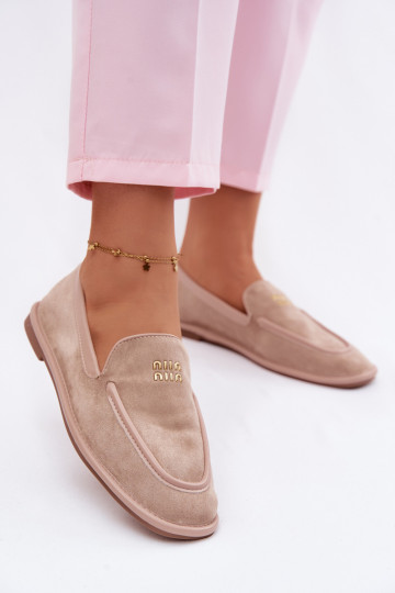 Women's Flat Loafers with Trim Vinceza Beige 2