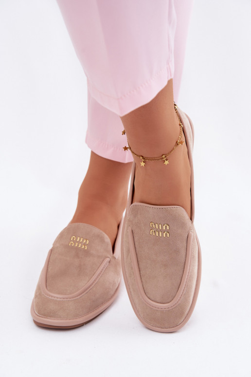 Women's Flat Loafers with Trim Vinceza Beige