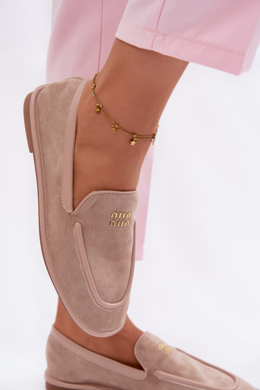 Women's Flat Loafers with Trim Vinceza Beige