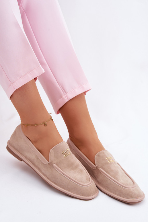 Women's Flat Loafers with Trim Vinceza Beige