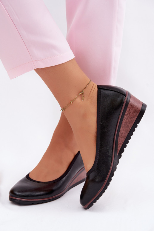 Półbuty Damskie Na Koturnie Vinceza 58628 Czarne